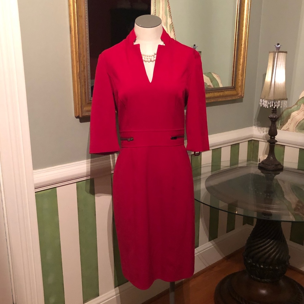 Knee length red dress